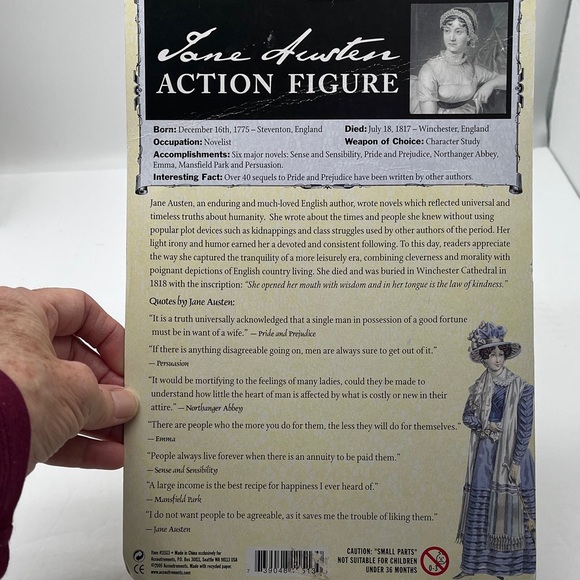 Jane Austen Action Figure  Accoutrements Collectible 5.5”Green Jacket 2005 Gifts - Picture 4 of 9